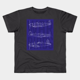 Vintage Wings Trio: Blueprint Edition Kids T-Shirt